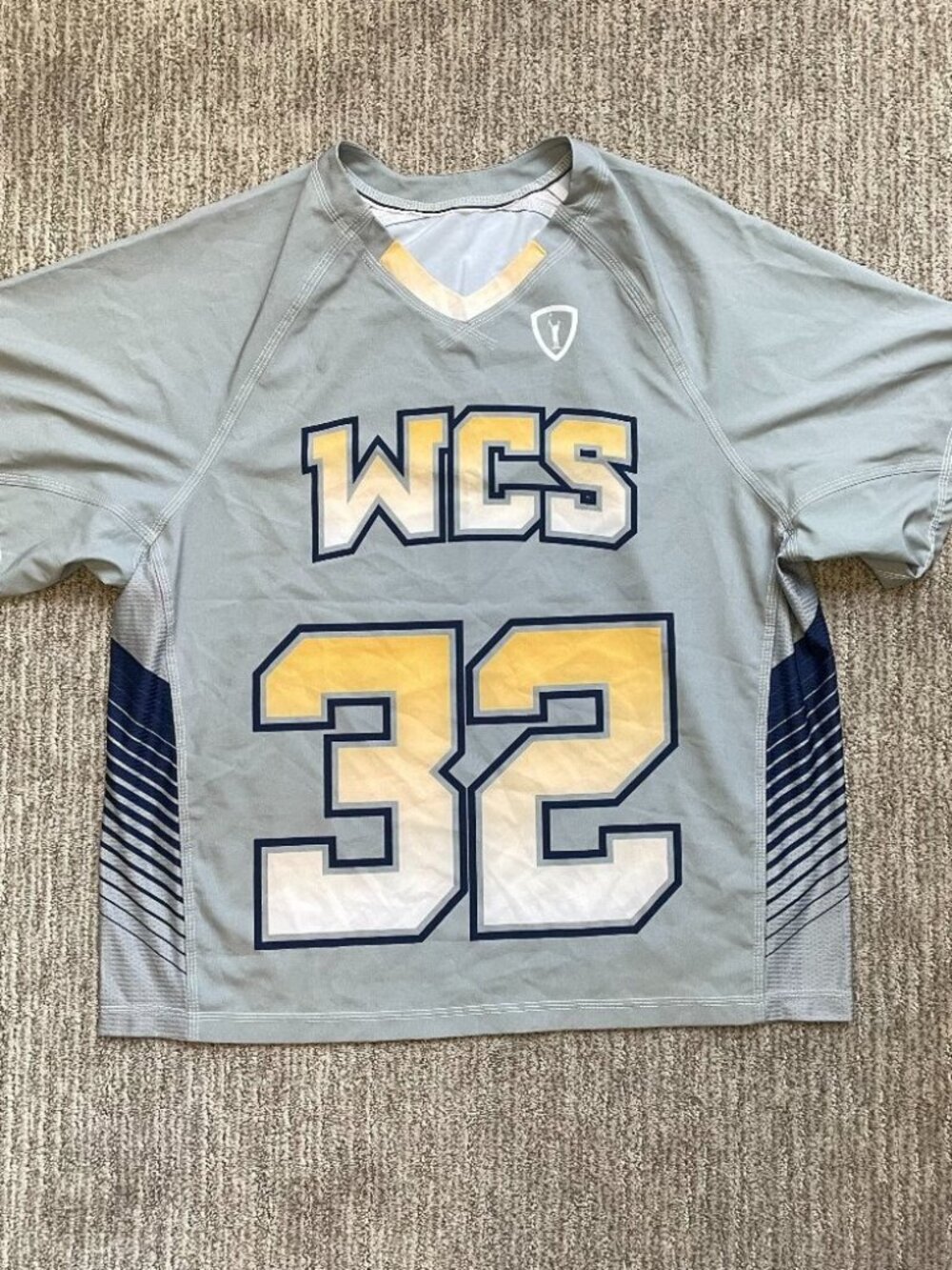 Mens Large Team WCS Short Sleeve Lacrosse Jersey 32 Gray